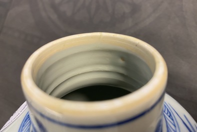 A Chinese blue and white five-piece garniture, Kangxi